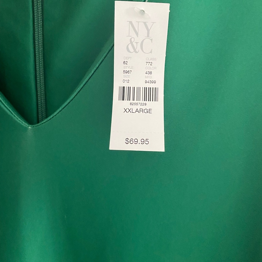 New York & Company Green Midi Dress with Floral Hem - Picture 3 of 7